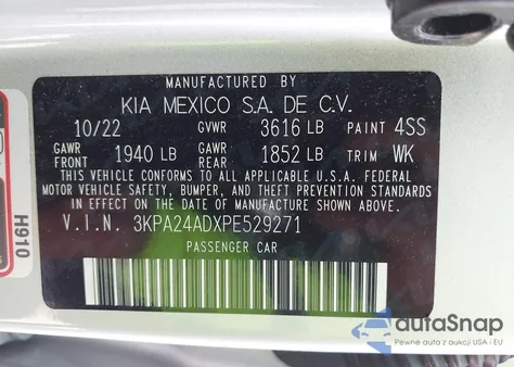 2023 Kia Rio Lx from USA, damaged, VIN 3KPA24ADXPE529271
